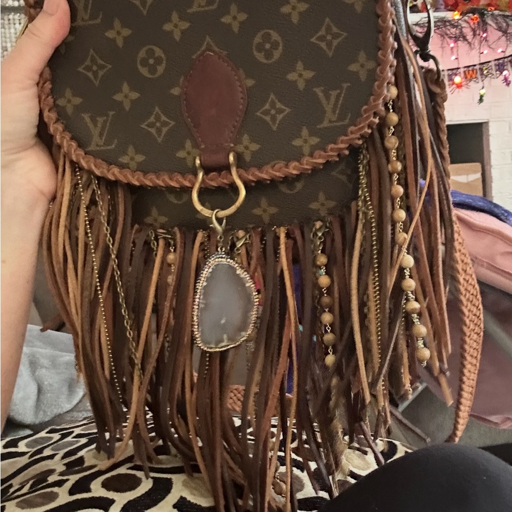 Vintage Boho Louis Vuitton Monogram Brown Fringe Crossbody Bag. Barely used.